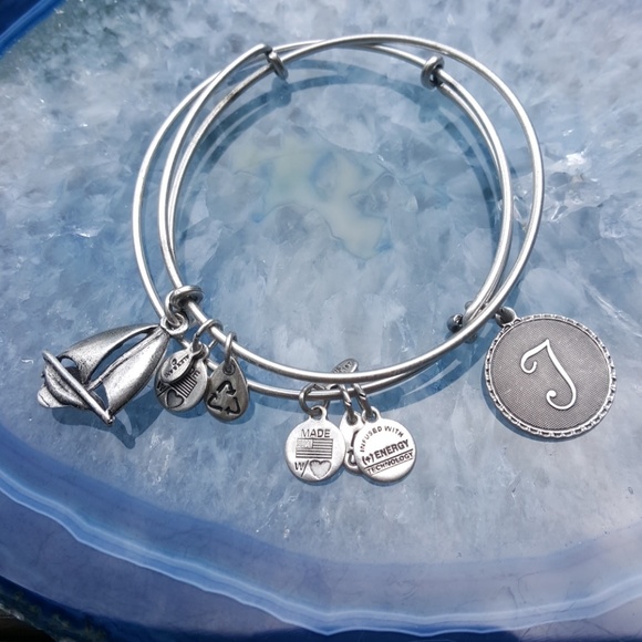 Alex and Ani Jewelry - Set of 2 Alex & Ani Bracelets. Initial J